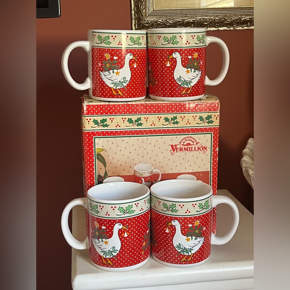Vintage Christmas Holiday Duck Mugs